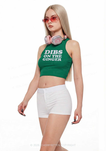 Glitter Dibs On The Ginger St Patricks Y2K Crop Tank Top Cherrykitten