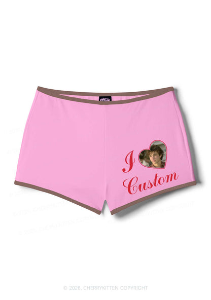 I Love Custom Photo Valentine's Day Y2K Booty Shorts Cherrykitten