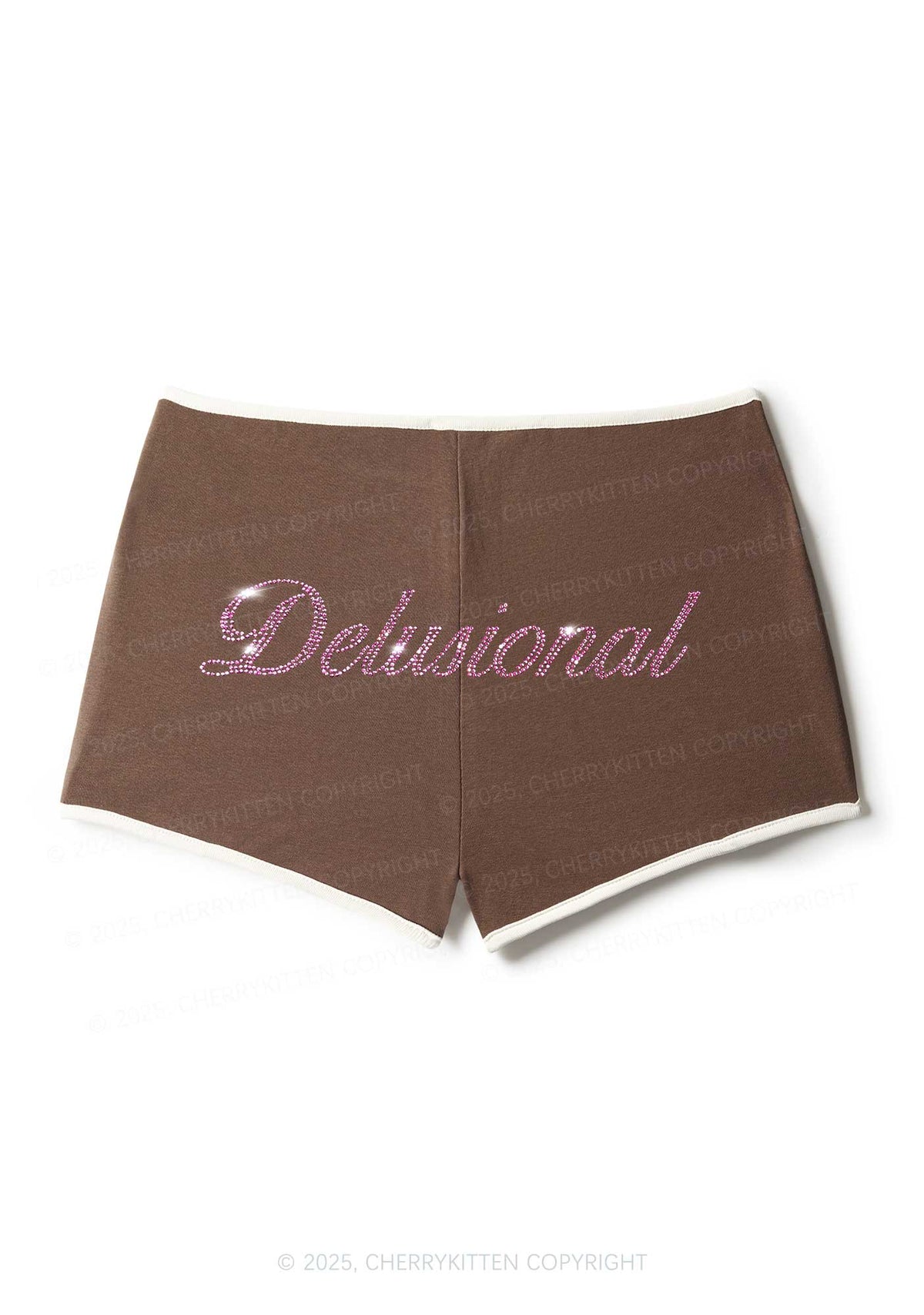 Rhinestone Delusional Y2K Booty Shorts Cherrykitten