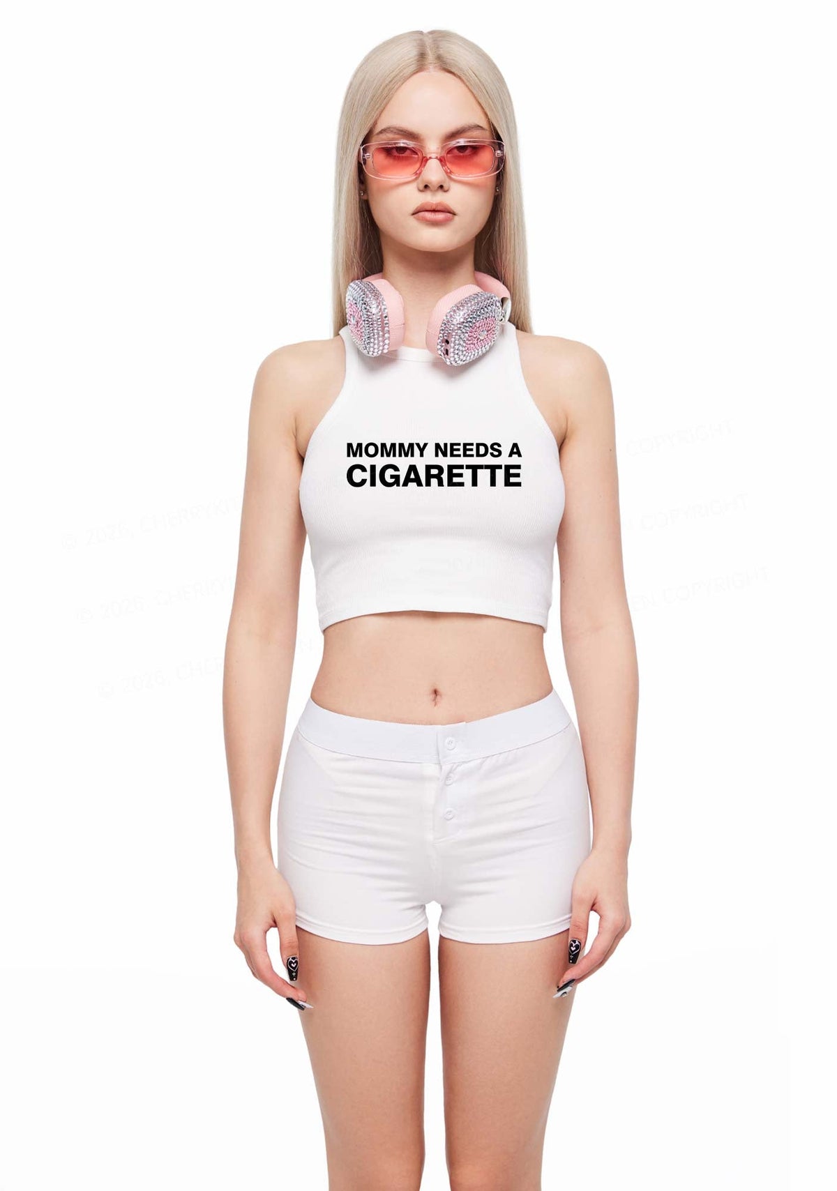 Mommy Needs A Cigarette Y2K Crop Tank Top Cherrykitten
