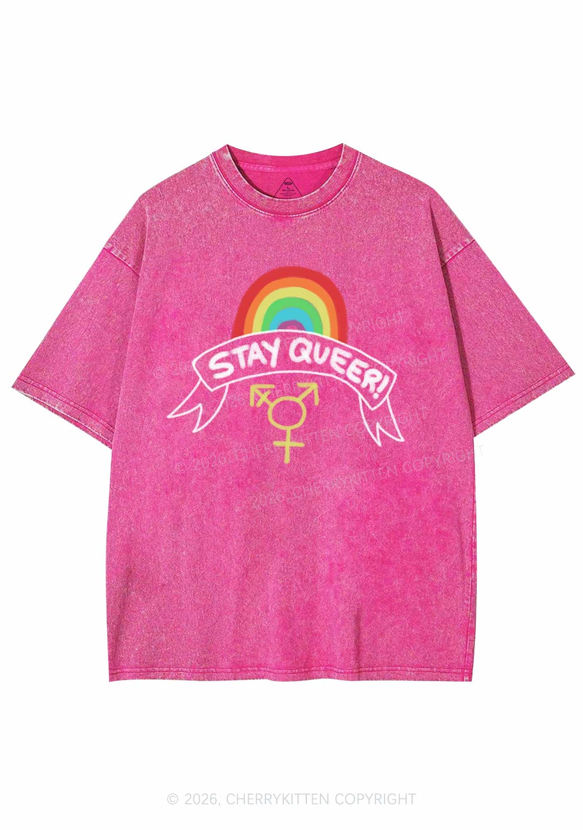 Stay Queer Pride Y2K Shirts Washed Tee Cherrykitten