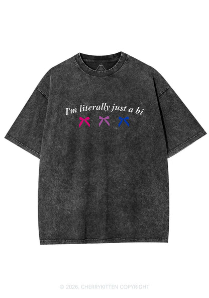 Im Literally Just A Bi Pride Y2K Shirts Washed Tee Cherrykitten