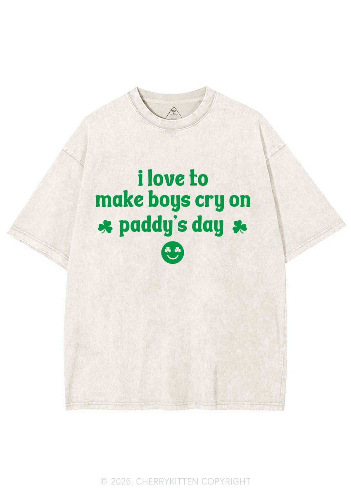 Make Boys Cry On Paddys Day St Patricks Y2K Shirts Washed Tee Cherrykitten