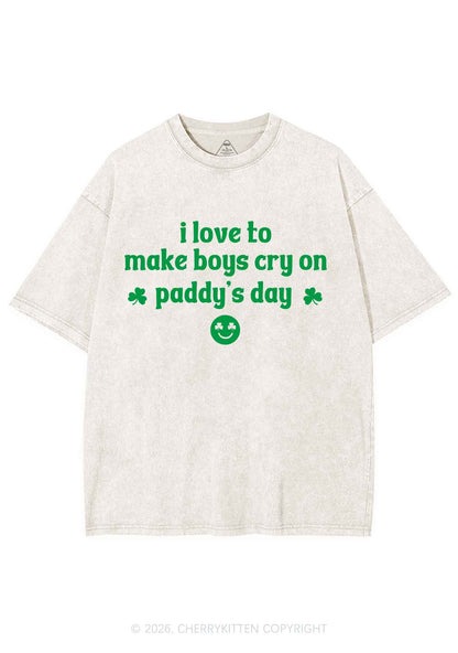 Make Boys Cry On Paddys Day St Patricks Y2K Shirts Washed Tee Cherrykitten