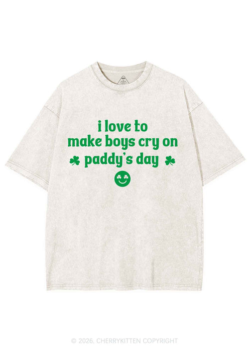 Make Boys Cry On Paddys Day St Patricks Y2K Shirts Washed Tee Cherrykitten