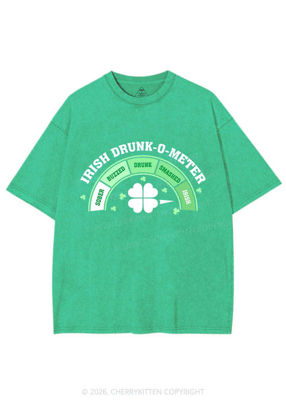 Irish Drunk O Meter St Patricks Y2K Shirts Washed Tee Cherrykitten