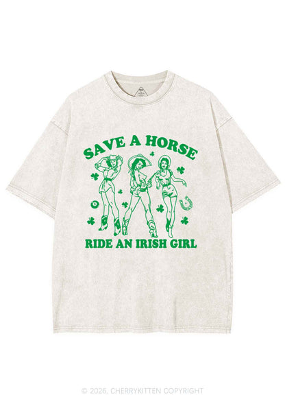 Ride An Irish Girl St Patricks Y2K Shirts Washed Tee Cherrykitten