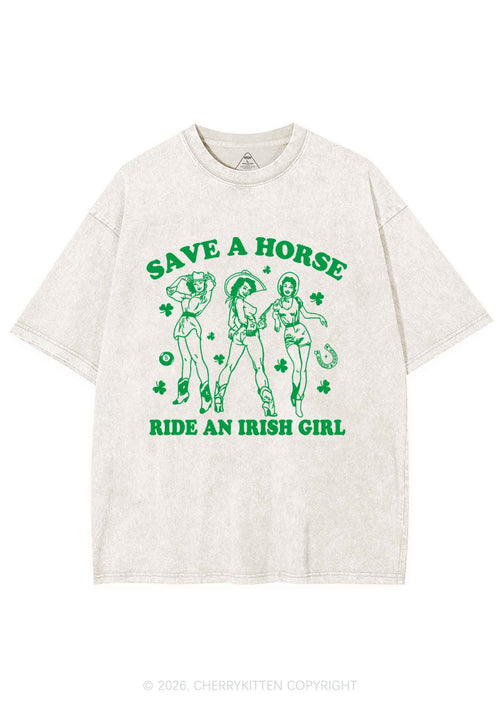 Ride An Irish Girl St Patricks Y2K Shirts Washed Tee Cherrykitten