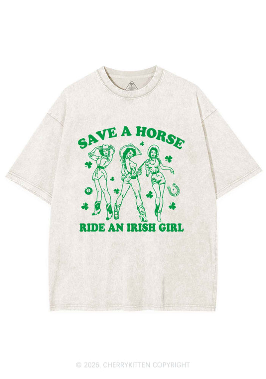 Ride An Irish Girl St Patricks Y2K Shirts Washed Tee Cherrykitten