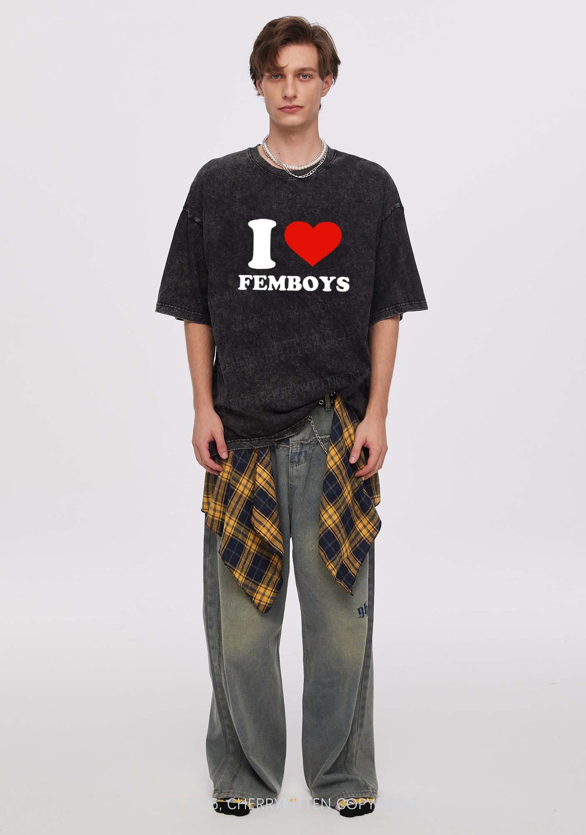 I Love Femboys Pride Y2K Shirts Washed Tee Cherrykitten