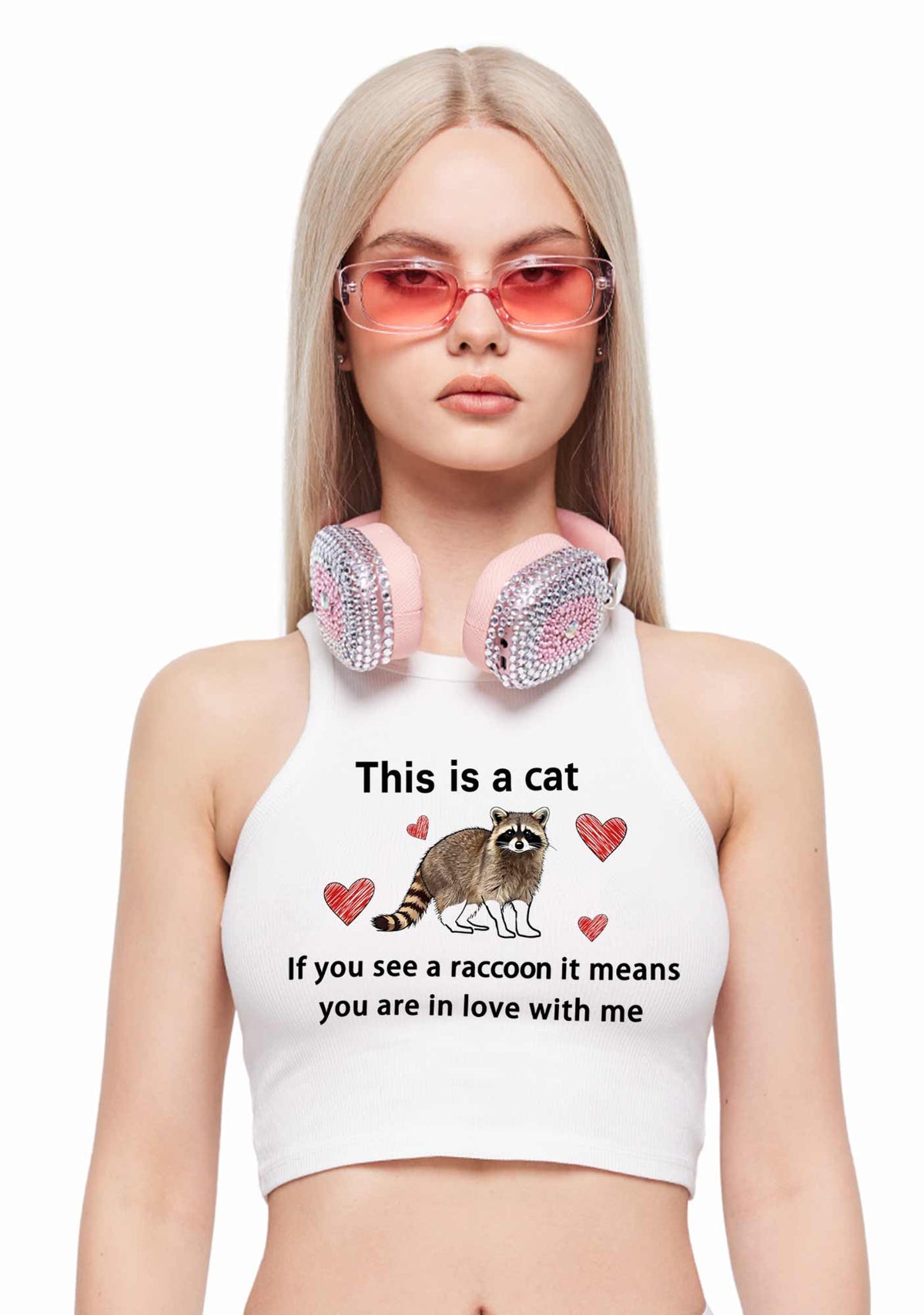 If You See A Raccoon Y2K Crop Tank Top Cherrykitten