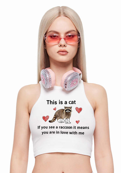If You See A Raccoon Y2K Crop Tank Top Cherrykitten