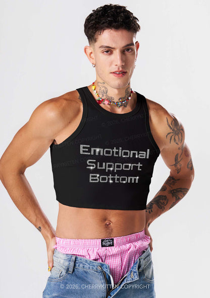 Rhinestone Emotional Support Bottom Pride Y2K Crop Tank Top Cherrykitten