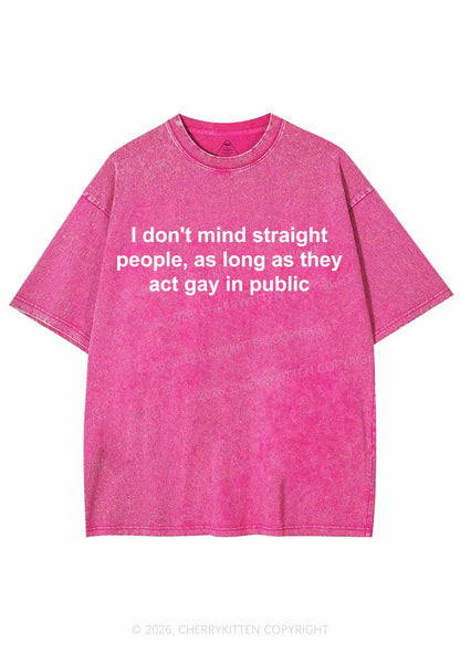 Act Gay In Public Pride Y2K Shirts Washed Tee Cherrykitten