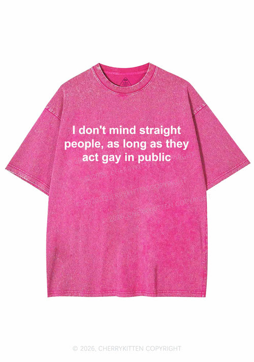 Act Gay In Public Pride Y2K Shirts Washed Tee Cherrykitten