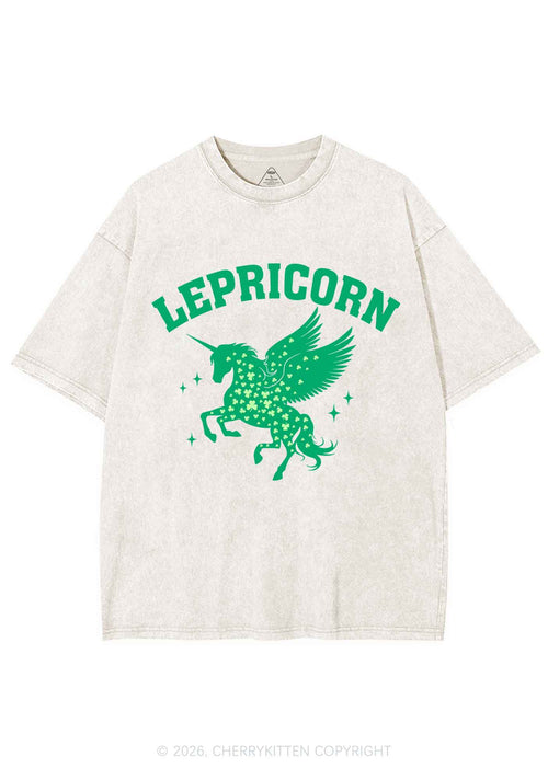 Lepricorn Unicorn St Patricks Y2K Shirts Washed Tee Cherrykitten