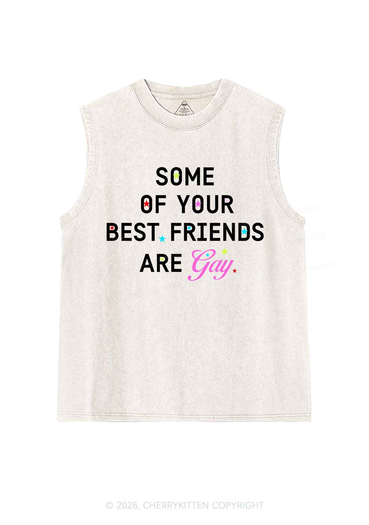 Your Best Friends Are Gay Pride Y2K Washed Muscle Tank Cherrykitten