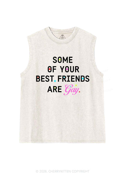 Your Best Friends Are Gay Pride Y2K Washed Muscle Tank Cherrykitten