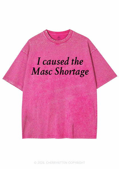 I Caused The Masc Shortage Pride Y2K Shirts Washed Tee Cherrykitten