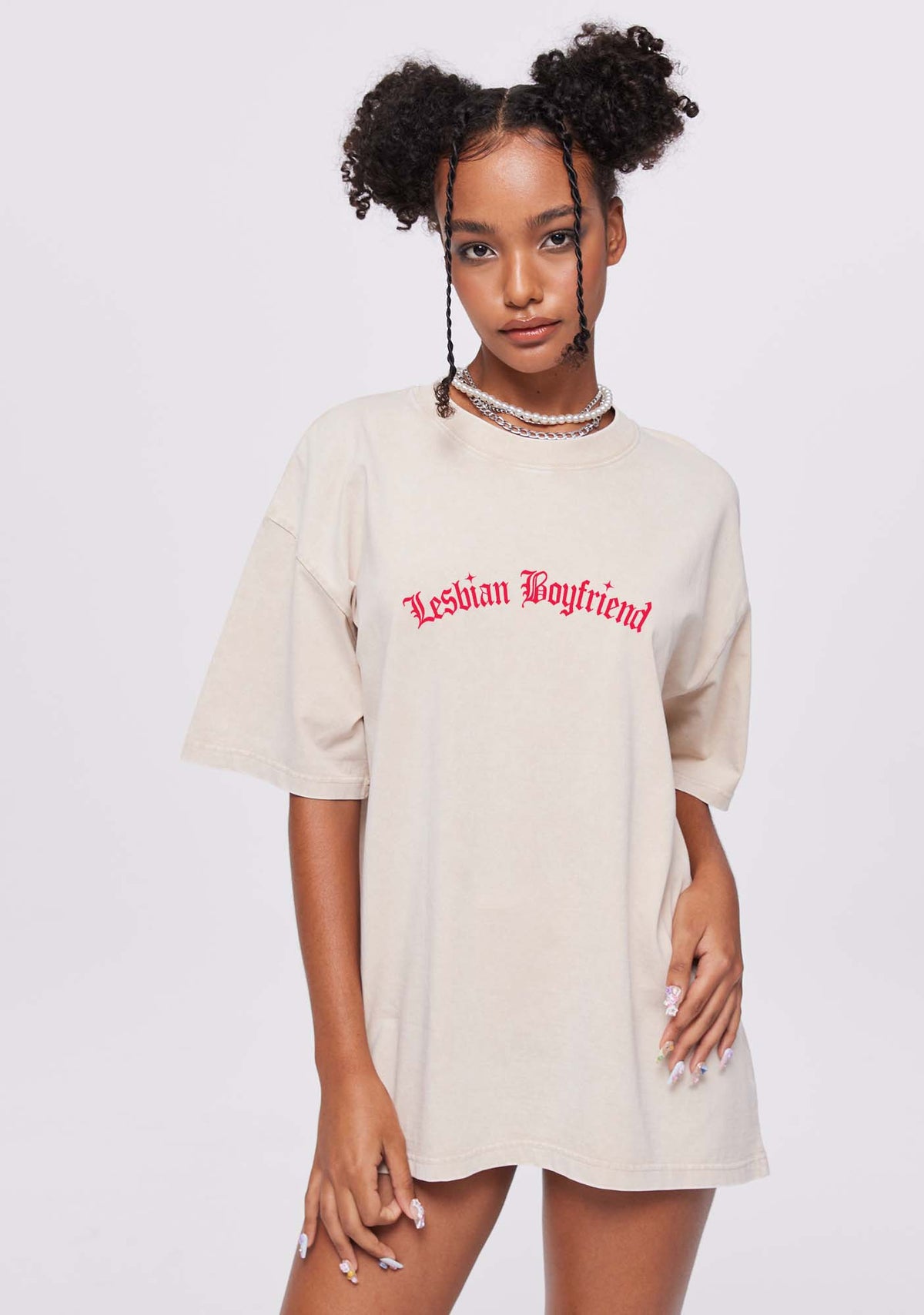 Lesbian Boyfriend Pride Y2K Shirts Washed Tee Cherrykitten
