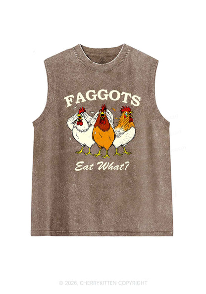 Faggots Eat What Pride Y2K Washed Muscle Tank Cherrykitten