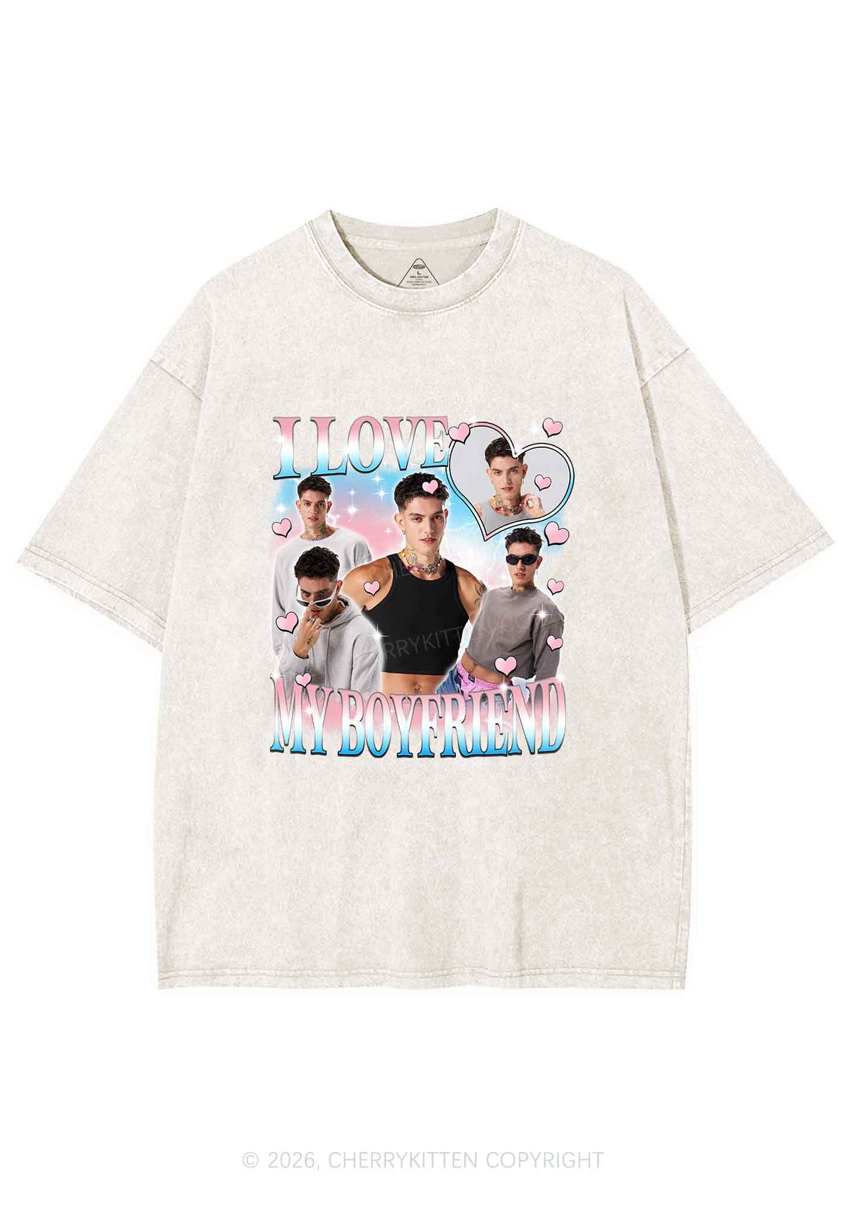 Custom I Love My Trans GF Pride Y2K Shirts Washed Tee Cherrykitten