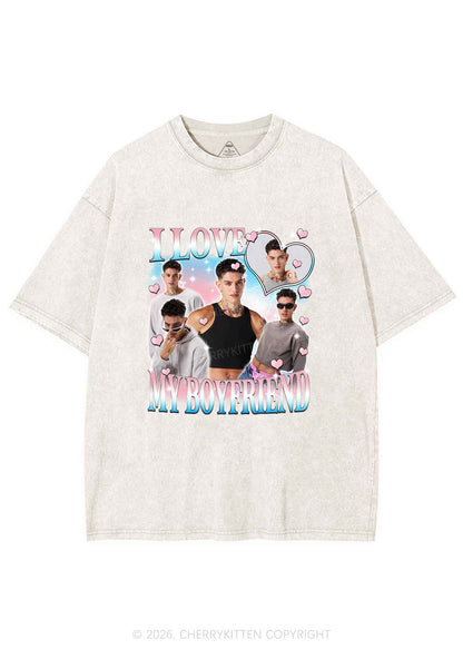 Custom I Love My Trans GF Pride Y2K Shirts Washed Tee Cherrykitten