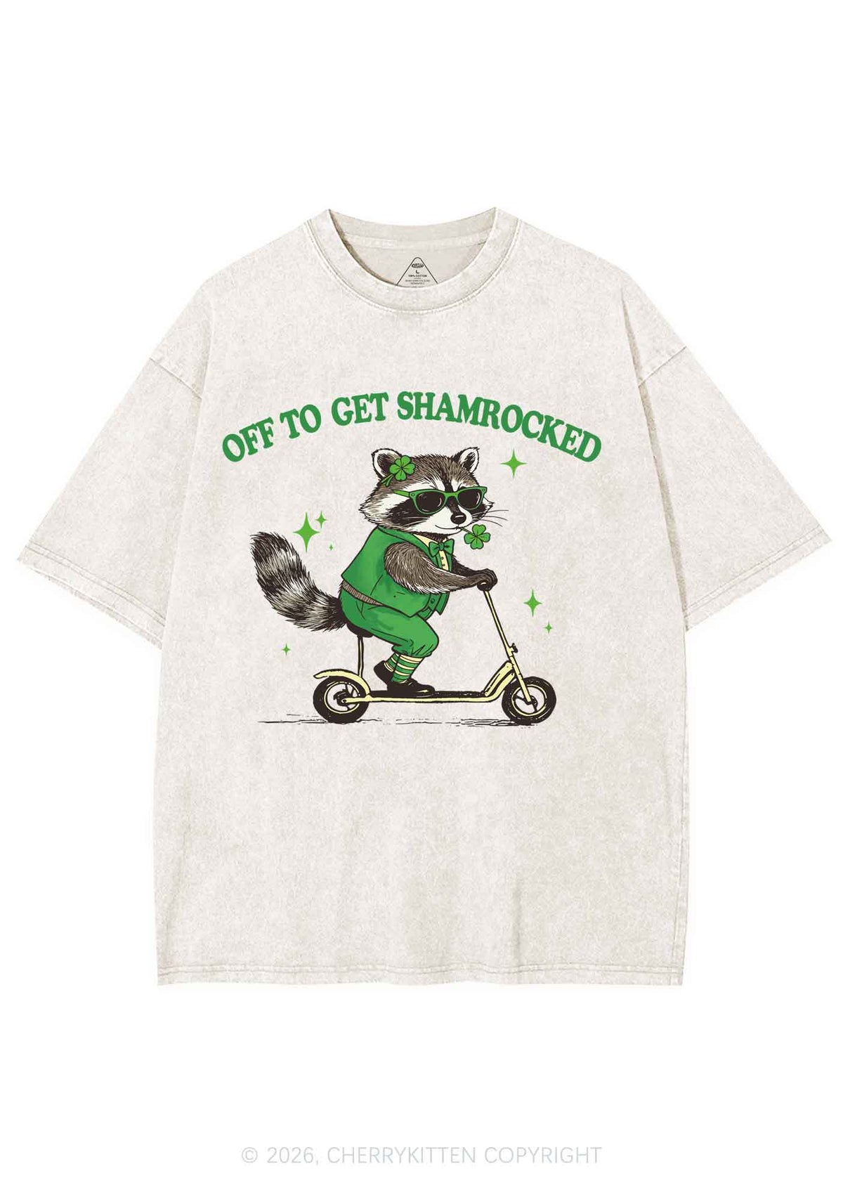 Off To Get Shamrocked St Patricks Y2K Shirts Washed Tee Cherrykitten