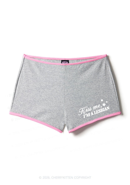 Kiss Me Im A Lesbian Pride Y2K Booty Shorts Cherrykitten