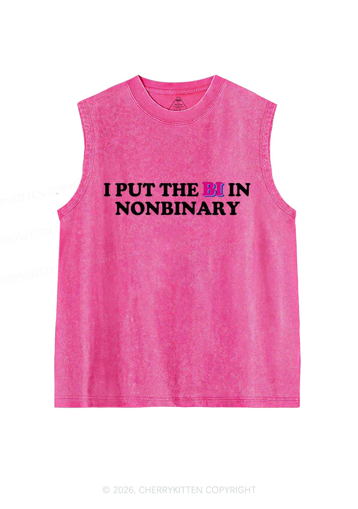 I Put The Bi In Nonbinary Pride Y2K Washed Muscle Tank Cherrykitten