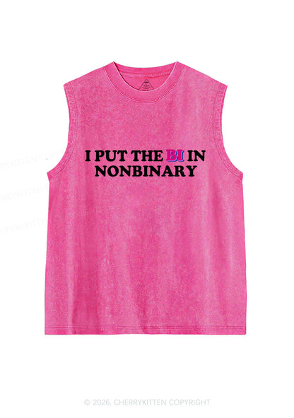 I Put The Bi In Nonbinary Pride Y2K Washed Muscle Tank Cherrykitten
