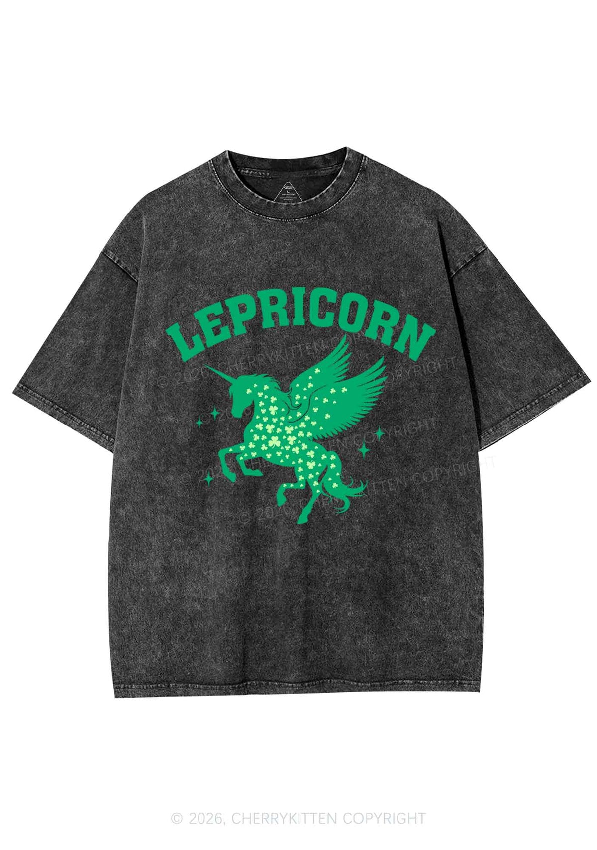 Lepricorn Unicorn St Patricks Y2K Shirts Washed Tee Cherrykitten