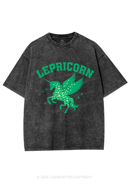 Lepricorn Unicorn St Patricks Y2K Shirts Washed Tee Cherrykitten