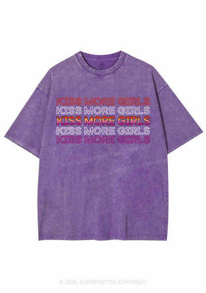 Kiss More Girls Pride Y2K Shirts Washed Tee Cherrykitten