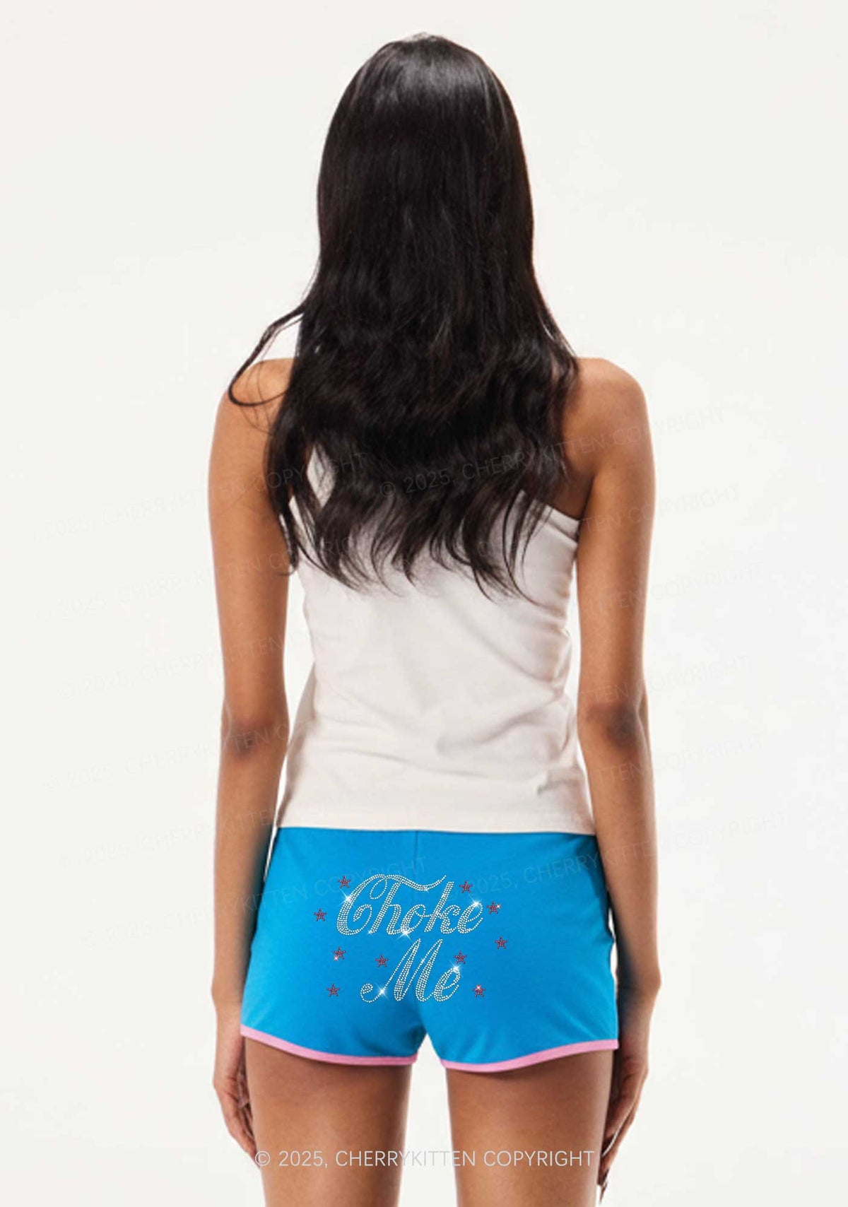 Rhinestone Choke Me Y2K Booty Shorts Cherrykitten