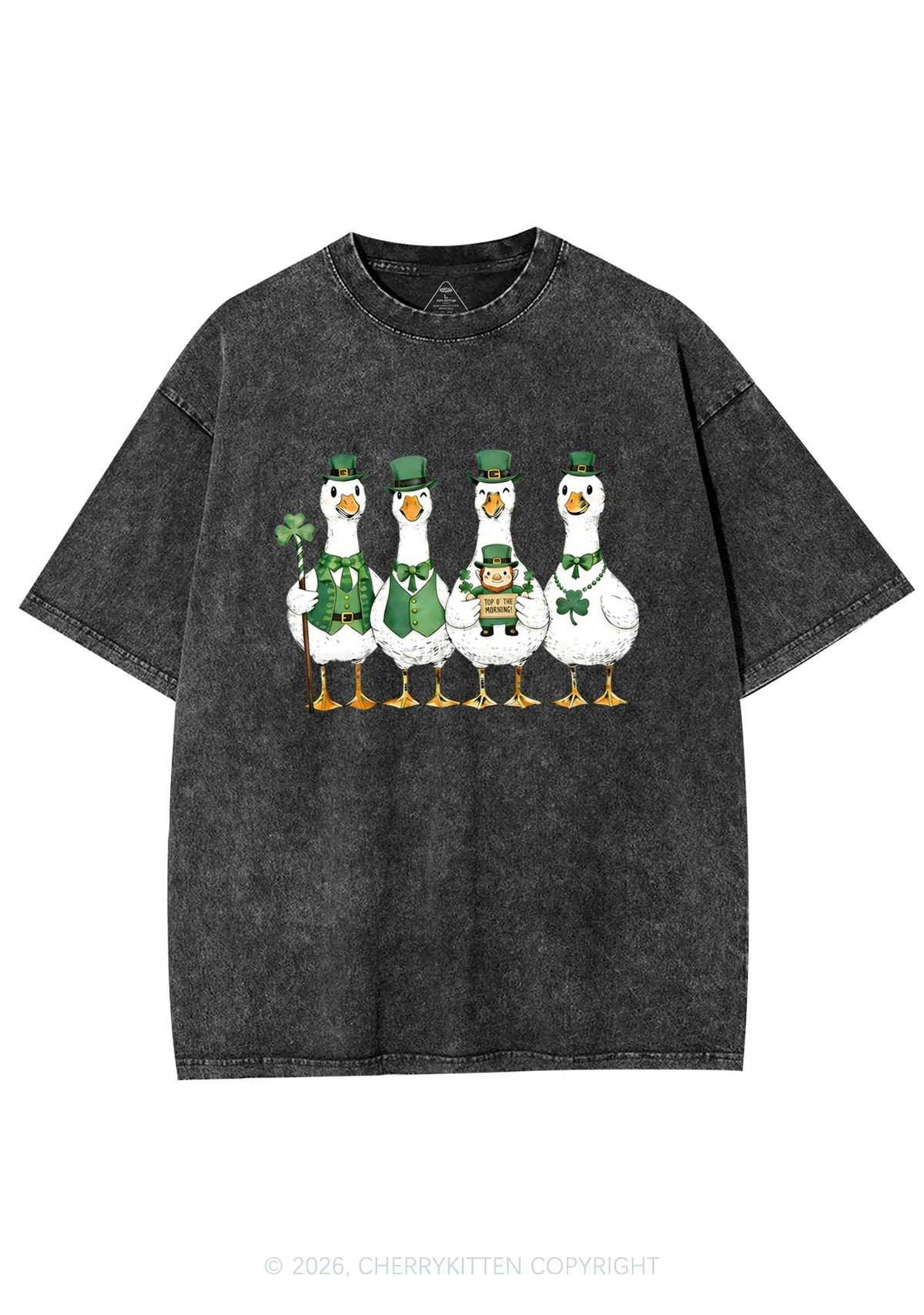 Irish Goose Gang St Patricks Y2K Shirts Washed Tee Cherrykitten