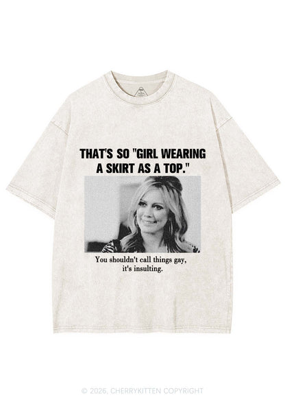 Girl Wearing A Skirt As A Top Y2K Shirts Washed Tee Cherrykitten