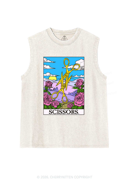 Yellow Scissors Pride Y2K Washed Muscle Tank Cherrykitten