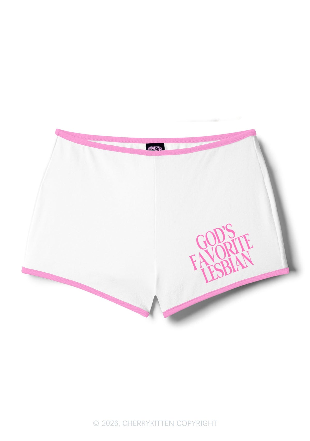 Gods Favorite Lesbian Pride Y2K Booty Shorts Cherrykitten