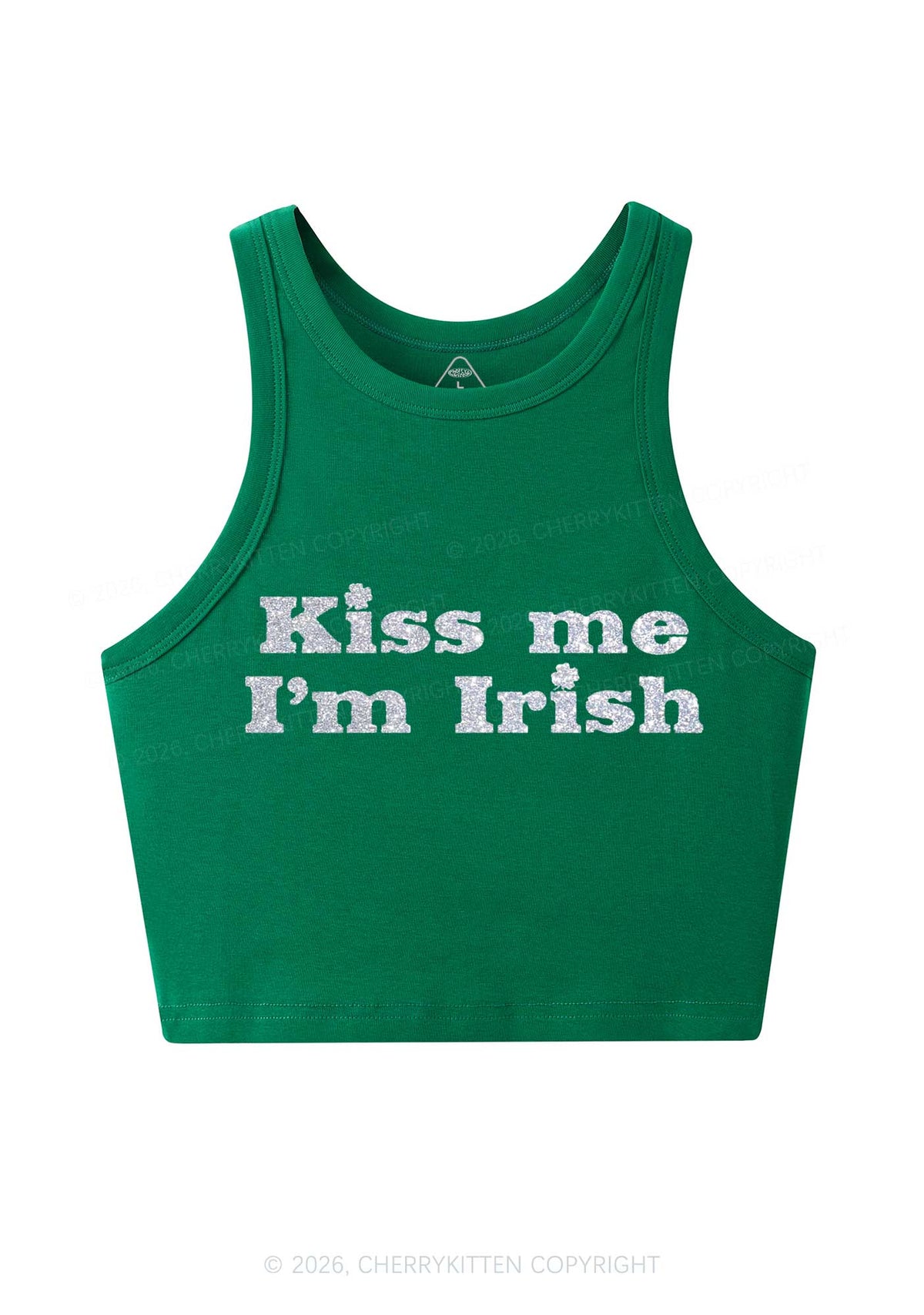Glitter Kiss Me Y2K Crop Tank Top Cherrykitten