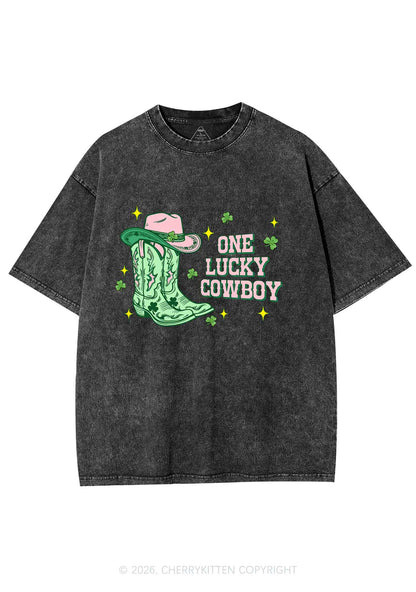 One Lucky Cowboy Boots St Patricks Y2K Shirts Washed Tee Cherrykitten