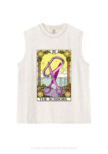 Pink Scissors Tarot Pride Y2K Washed Muscle Tank Cherrykitten