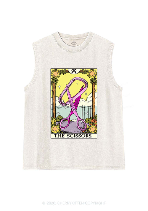 Pink Scissors Tarot Pride Y2K Washed Muscle Tank Cherrykitten