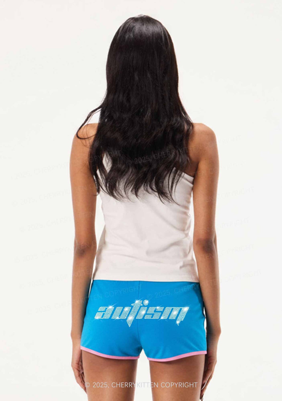 Rhinestone Autism Y2K Booty Shorts Cherrykitten