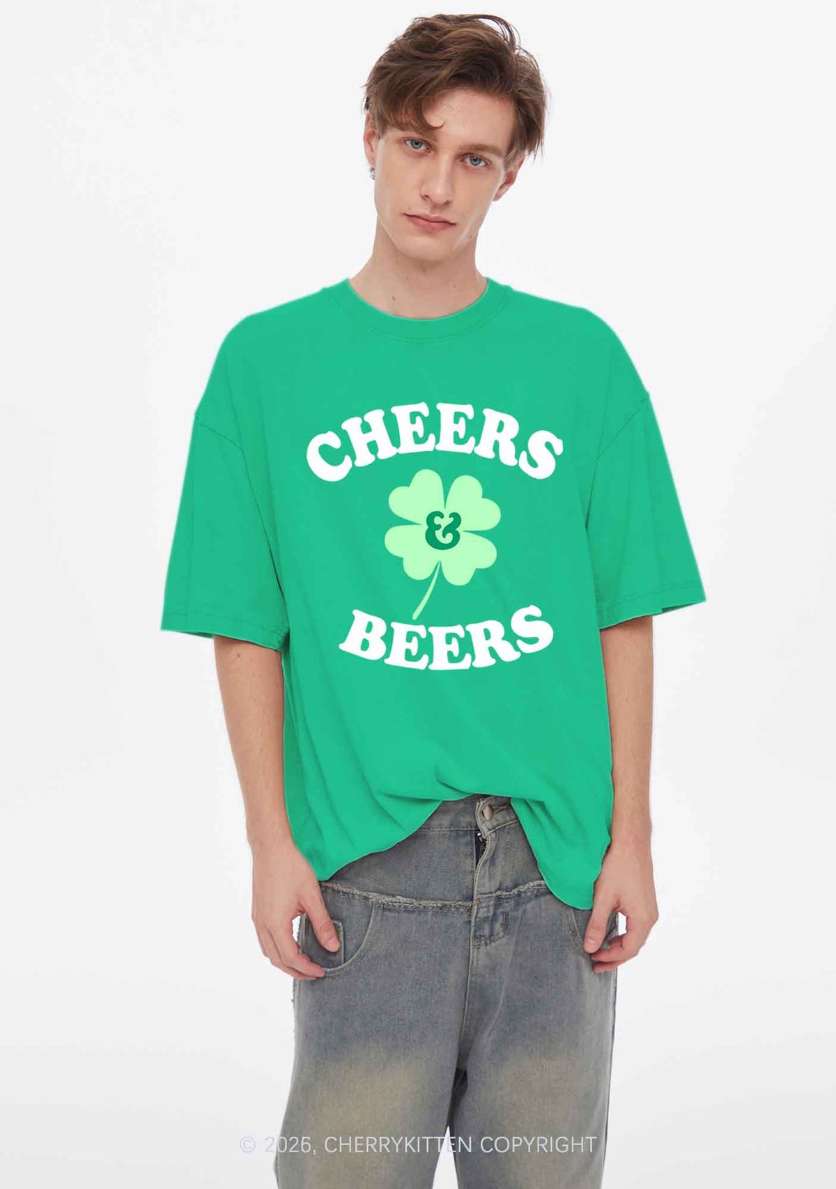 Cheers And Beers St Patricks Y2K Shirts Washed Tee Cherrykitten