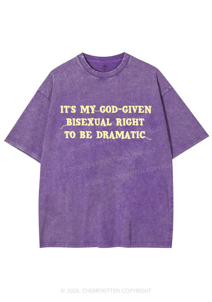 God Given Bisexual Right Pride Y2K Shirts Washed Tee Cherrykitten