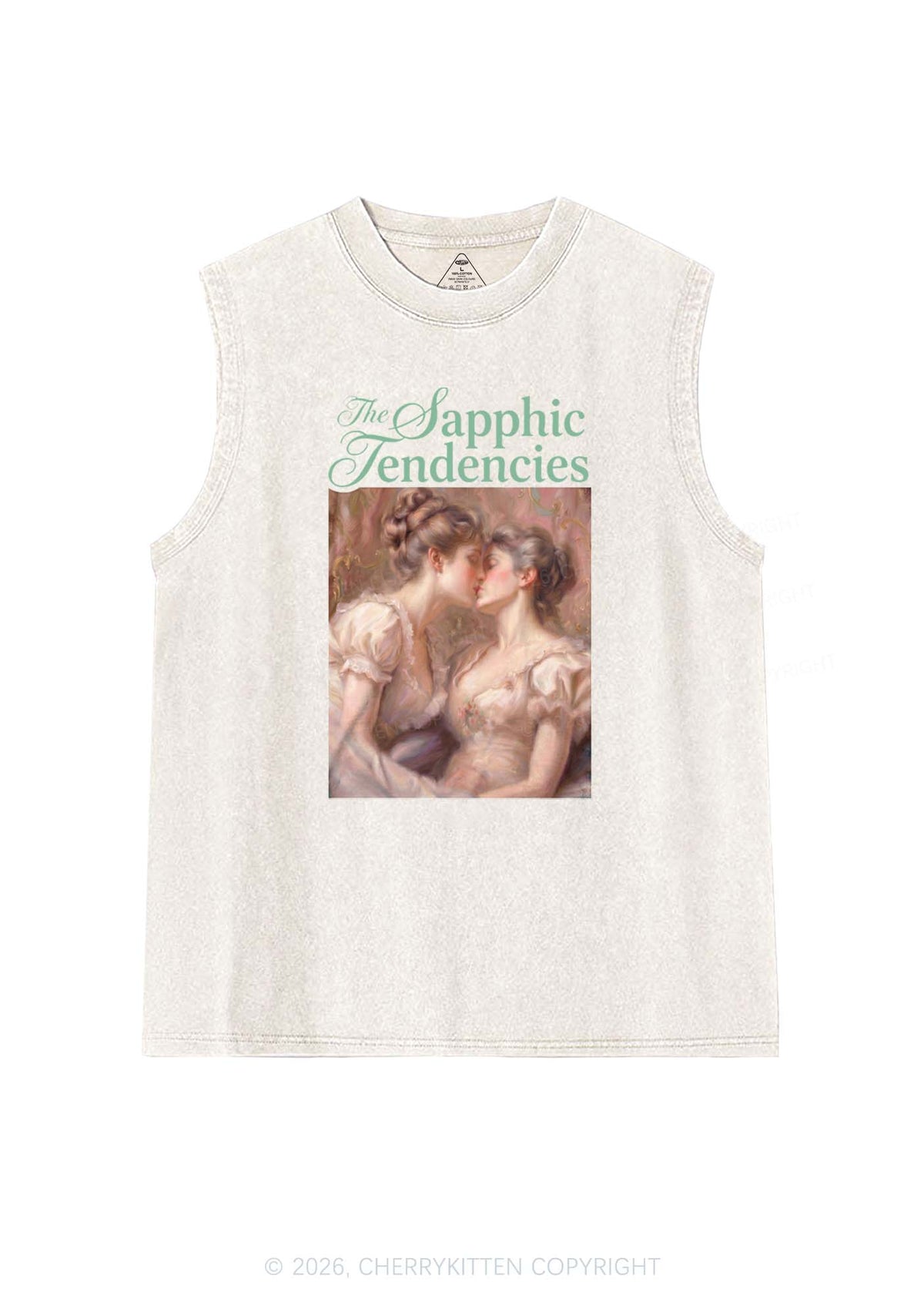 The Sapphic Tendencies Kiss Pride Y2K Washed Muscle Tank Cherrykitten