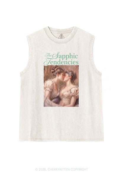 The Sapphic Tendencies Kiss Pride Y2K Washed Muscle Tank Cherrykitten