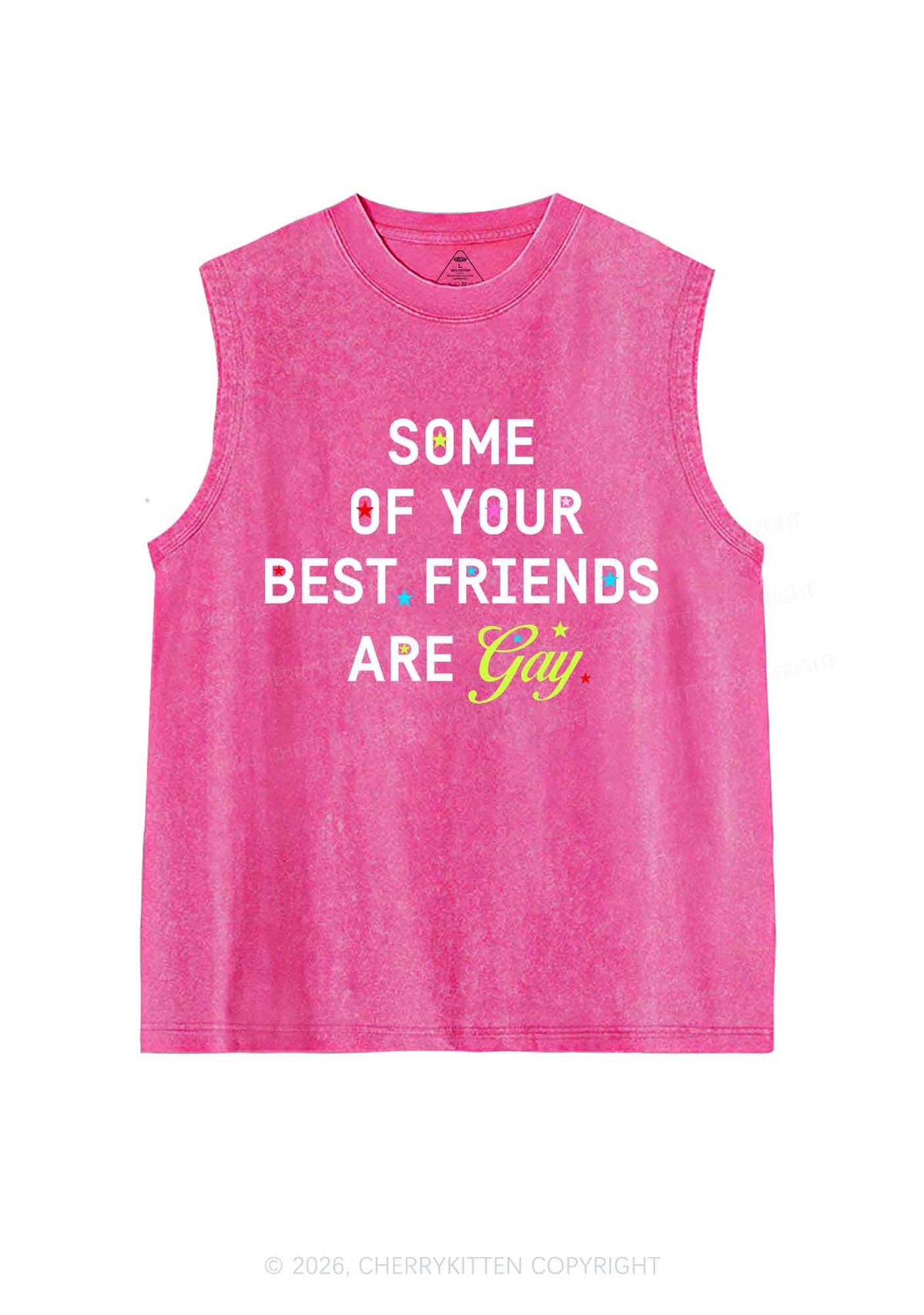 Your Best Friends Are Gay Pride Y2K Washed Muscle Tank Cherrykitten