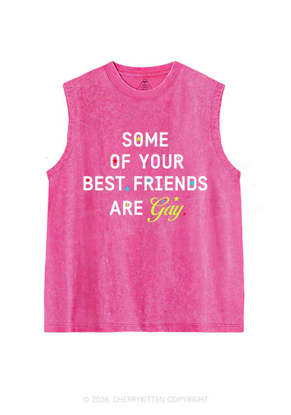 Your Best Friends Are Gay Pride Y2K Washed Muscle Tank Cherrykitten